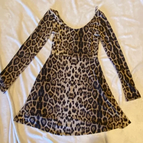 angie skater dresses ANGIE Leopard Skater Dress